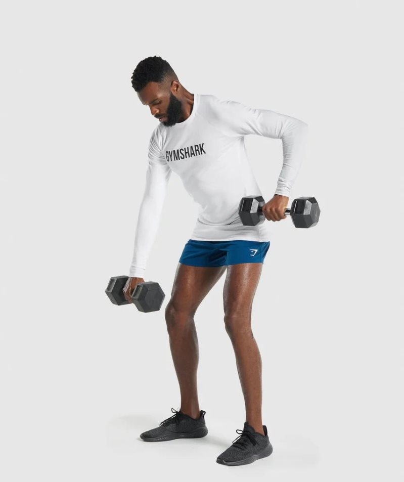 Men's Gymshark Apollo Long Sleeve T-Shirts White | CA 06A8DN